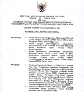 Resmi! Aceh Ditunjuk Jadi Tuan Rumah MTQ Nasional XXXIII Tahun 2028
